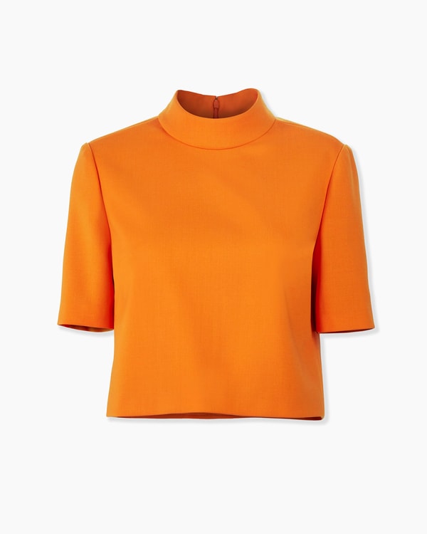 Short-Sleeve Mock Neck Top
