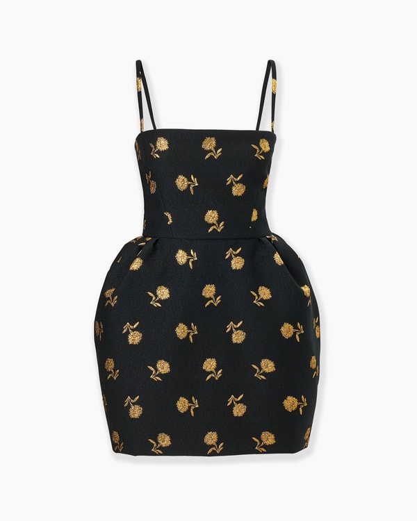 Carnation Jacquard Bell-Shaped Mini Dress