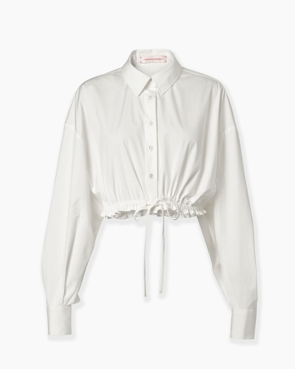 Cropped Shirt with Drawstring Waist