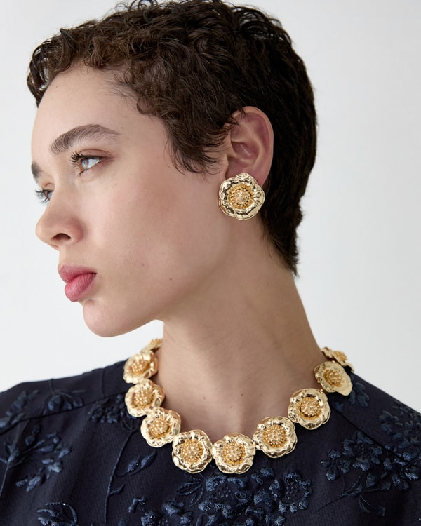 Gold Flower Stud Earrings