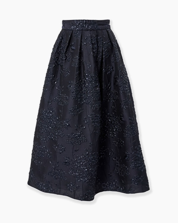 Floral Lurex Jacquard Full Midi Skirt