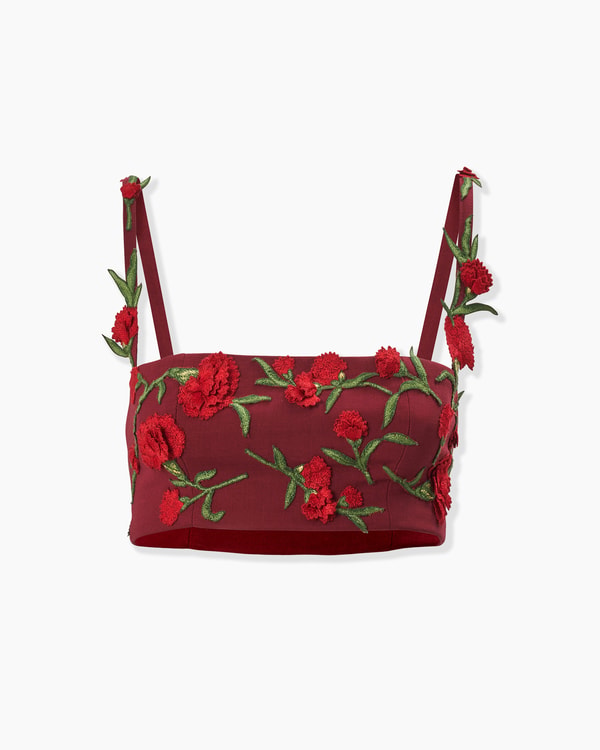 Floral-Embroidered Bandeau Top