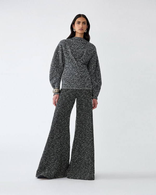 Wide-Leg Tweed Diane Pants
