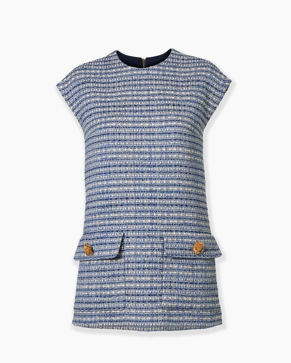 Belted Tweed Top