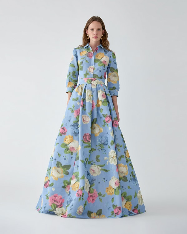 Chiné Floral-Print Shirt