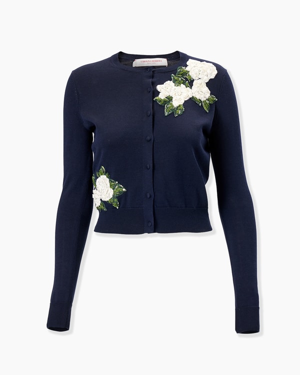 Rose-Embroidered Cardigan