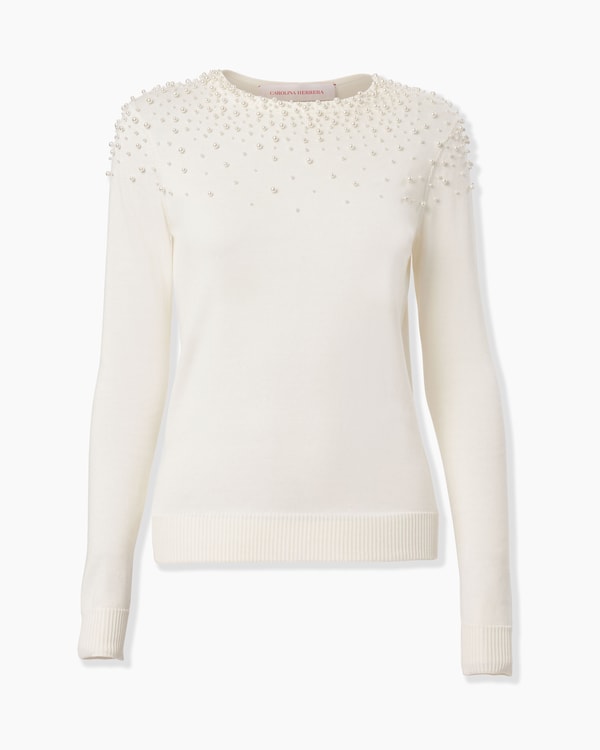 Pearl-Embroidered Sweater