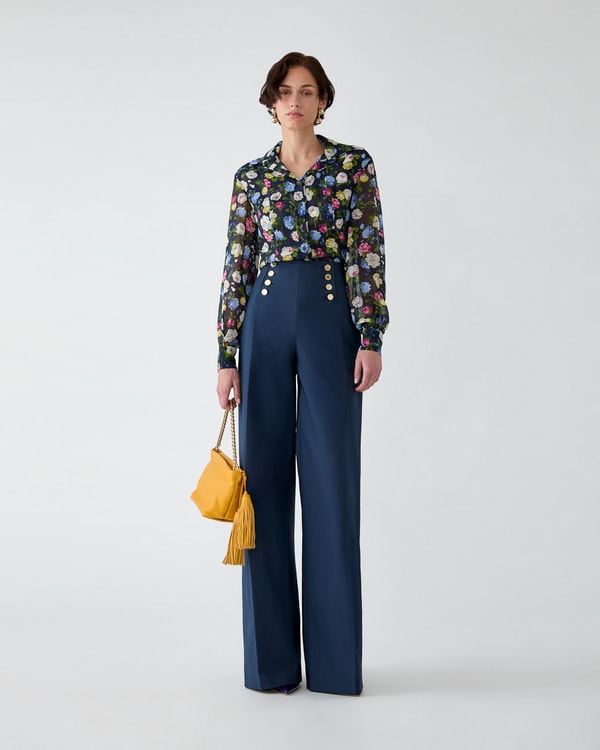 Floral-Print Chiffon Shirt