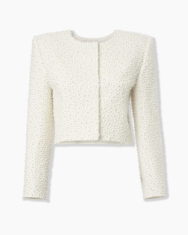Pearl-Embroidered Cropped Jacket