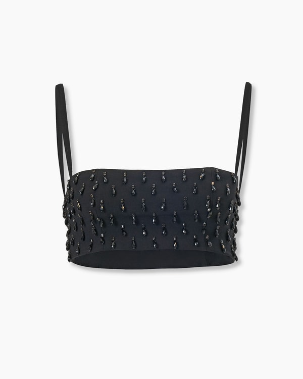 Crystal-Embroidered Bandeau Top