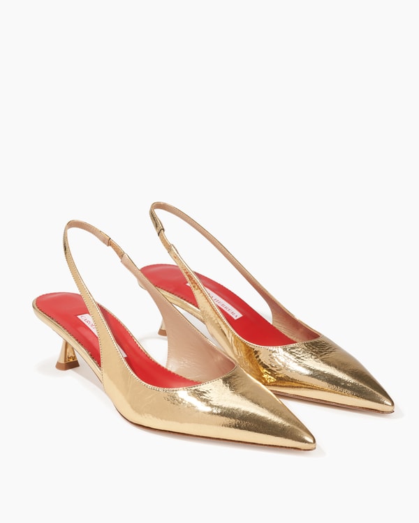 Gold Patent Leather Slingback Heels