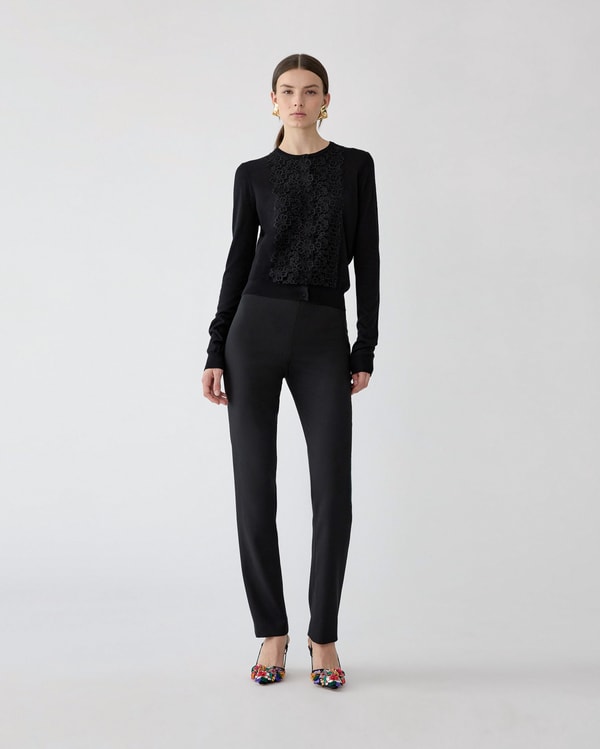 Merino-Silk Cardigan with Lace