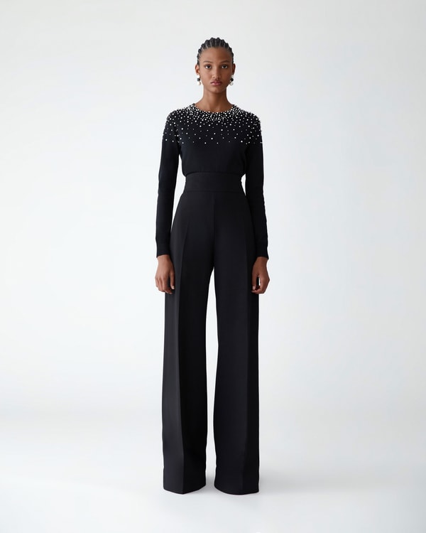 Pearl-Embroidered Sweater