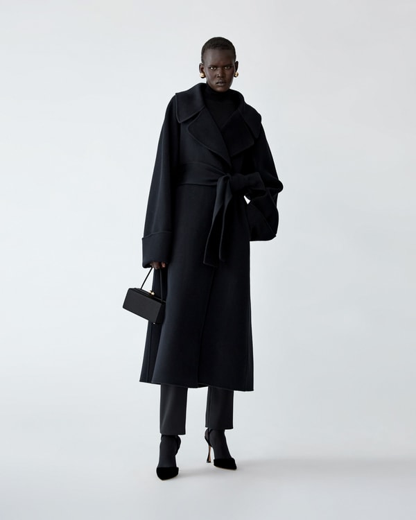 Cashmere-Blend Wrap Coat