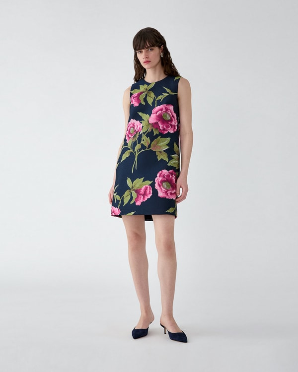 Peony Jacquard Shift Dress