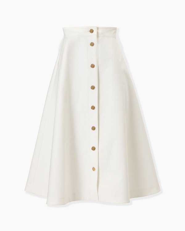 Button-Front Midi Skirt