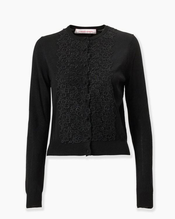 Merino-Silk Cardigan with Lace