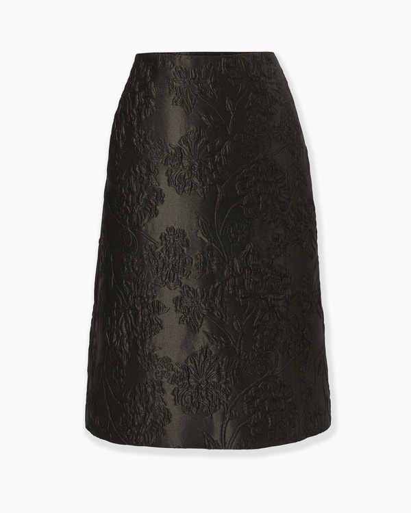 Floral Cloque Lurex Jacquard Pencil Skirt