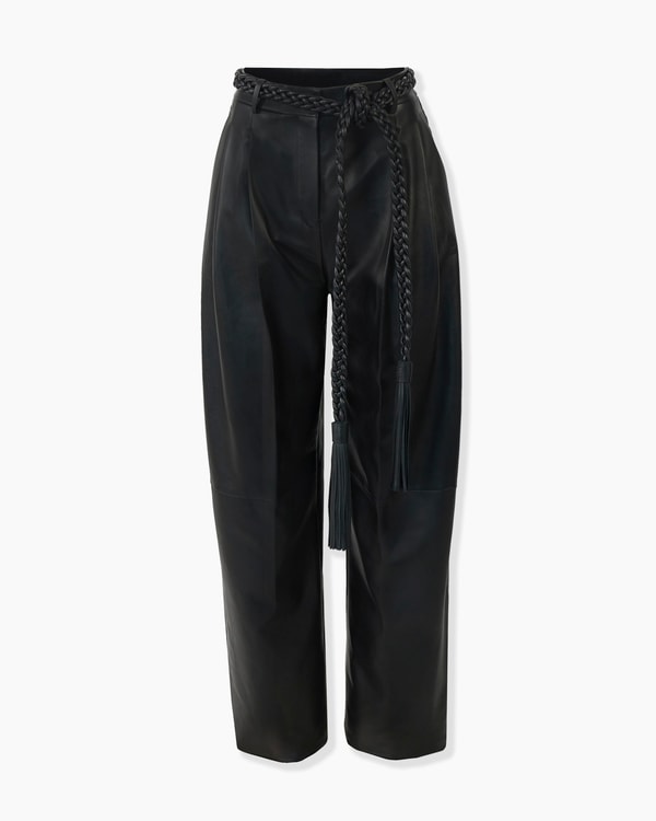 Kaia Leather Pants with Braided Belt