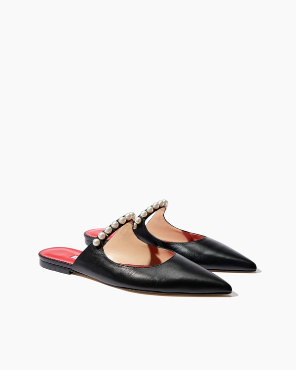 Flat Mule with Pearl-Embellishment