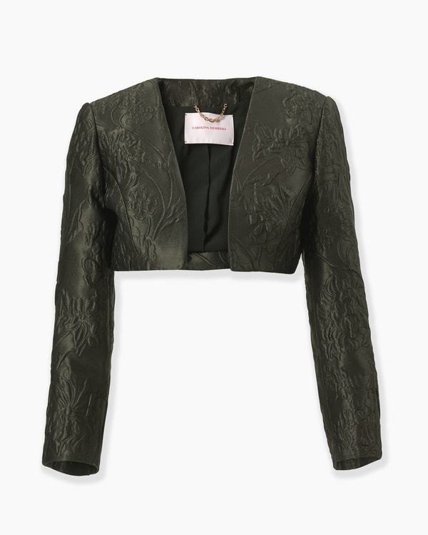 Floral Cloque Lurex Jacquard Bolero Jacket