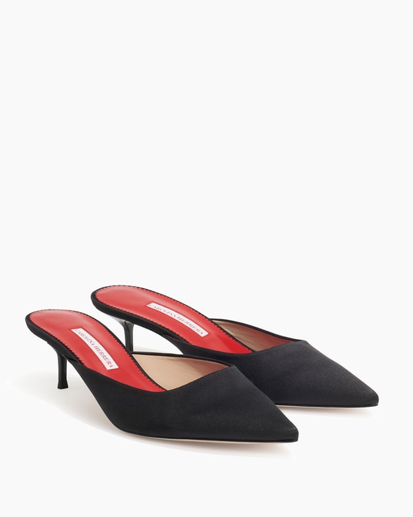 Satin Kitten Heel Mule