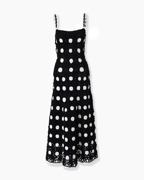 Crocheted Polka Dot Midi Dress