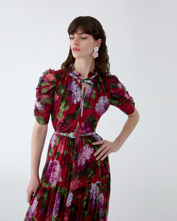 Hydrangea Print Skinny Belt