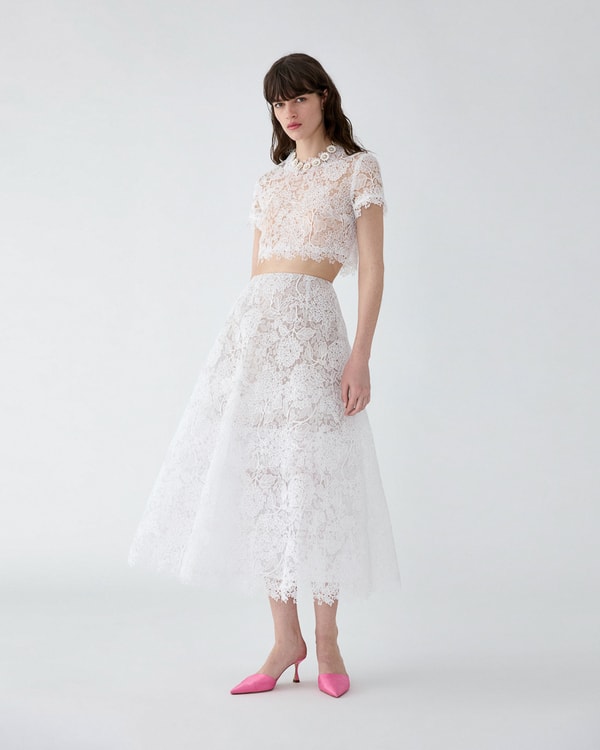 Hydrangea Lace Midi Skirt