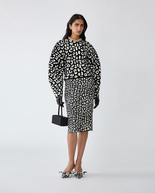 Leopard-Patterned Chenille Sweater