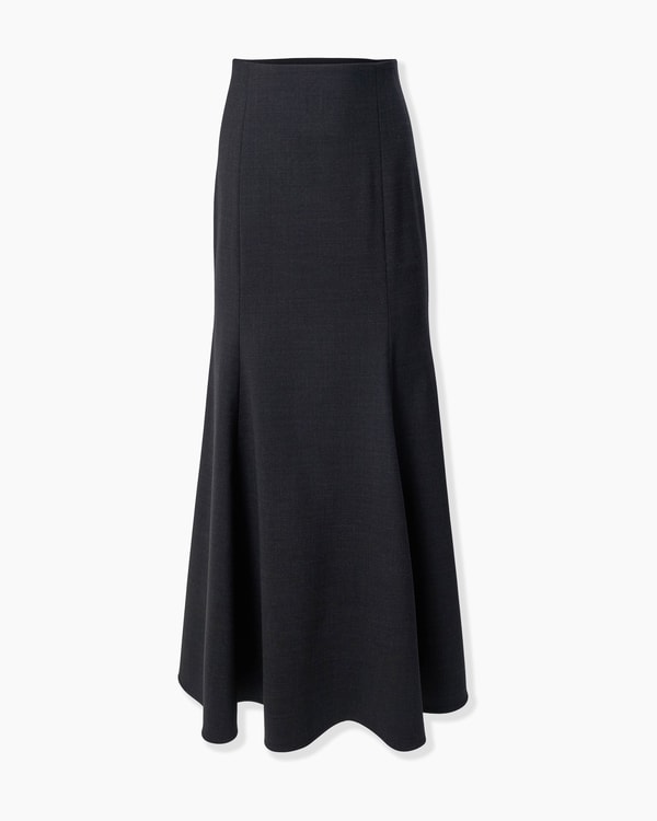 Flared Wool Midi Skirt