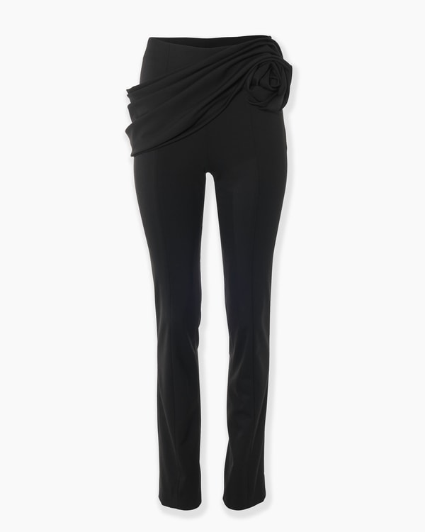 Rosette-Sash Skinny Pants