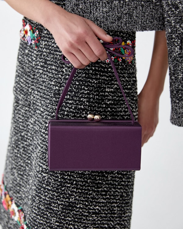 Mimi Bow Satin Top Handle Bag