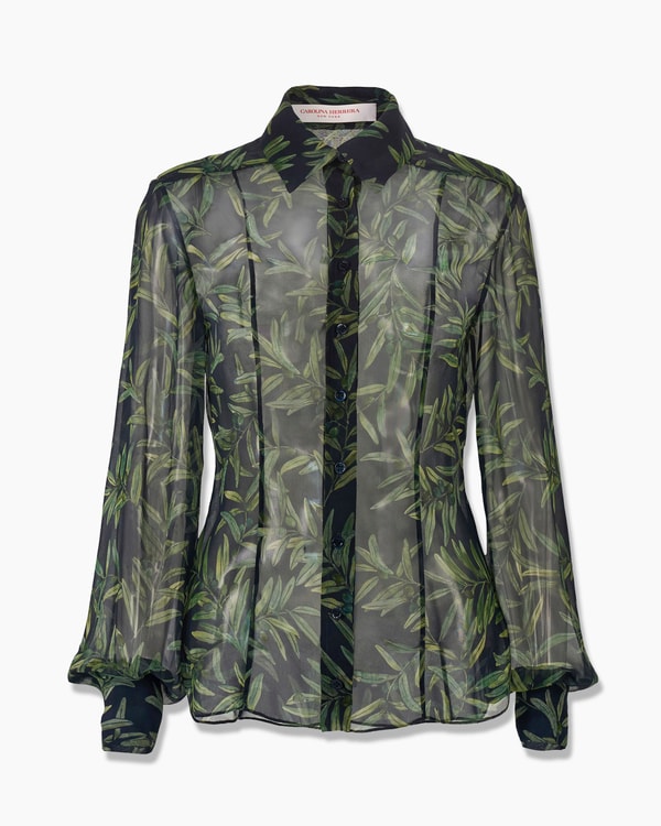 Olive Branch-Print Shirt