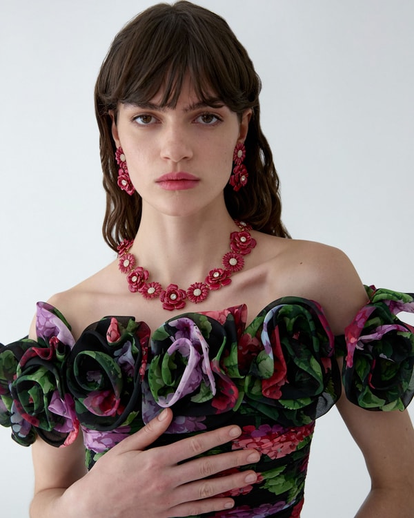 Enamel Mixed Flower Necklace