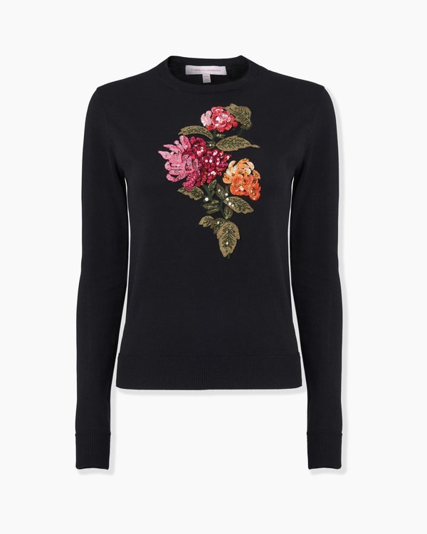 Chrysanthemum-Embroidered Sweater