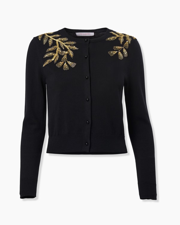 Gold Leaf-Embroidered Cardigan