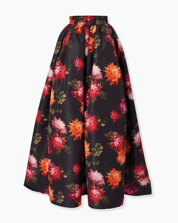 Chrysanthemum-Print Ball Skirt