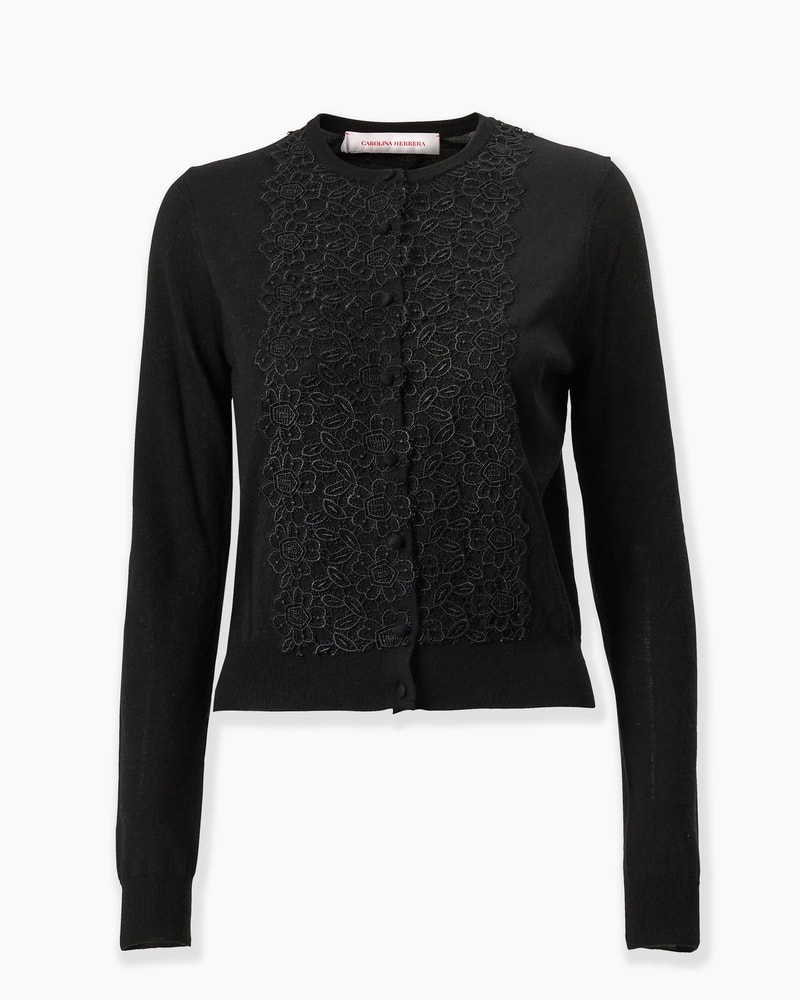 Merino-Silk Cardigan with Lace