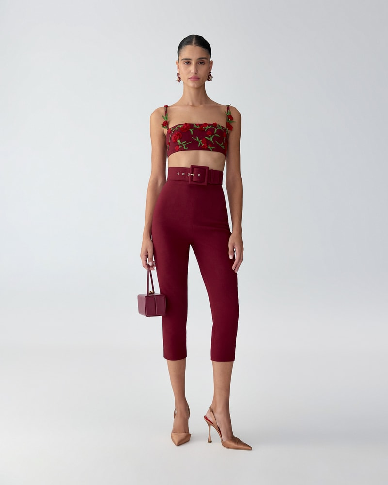 Floral-Embroidered Bandeau Top