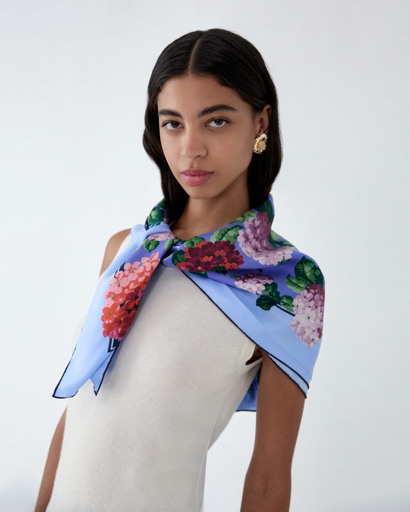 Hydrangea Silk Twill Scarf