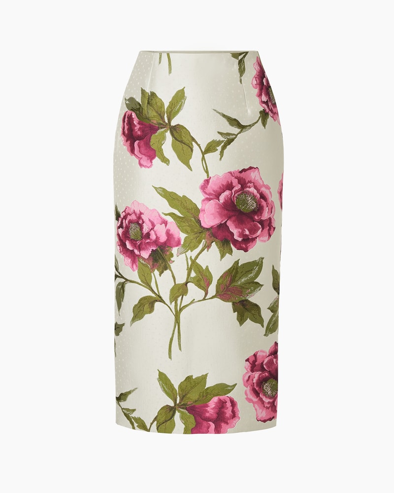 Peony Jacquard Pencil Skirt