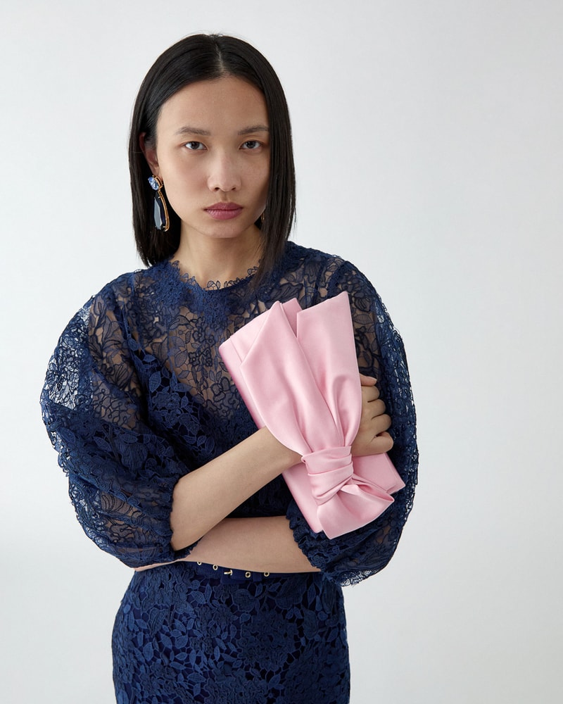 Karlita Satin Clutch with Bow