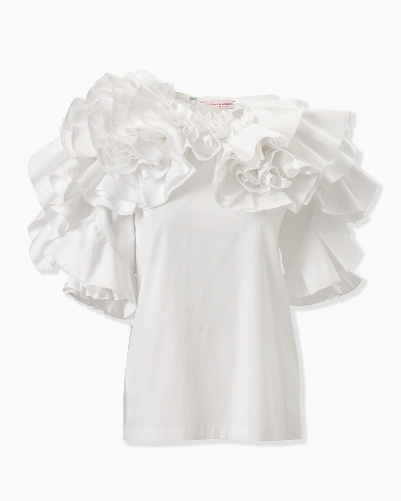 Draped Floral Ruffled Top