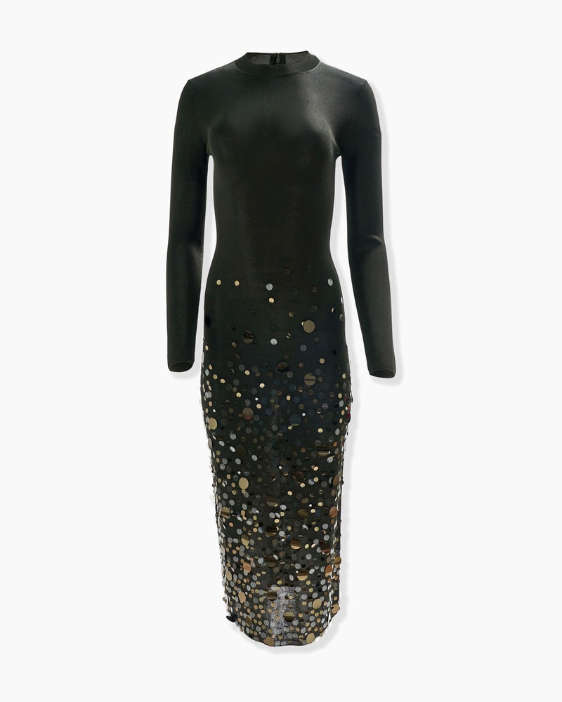 Paillette-Embroidered Knit Dress