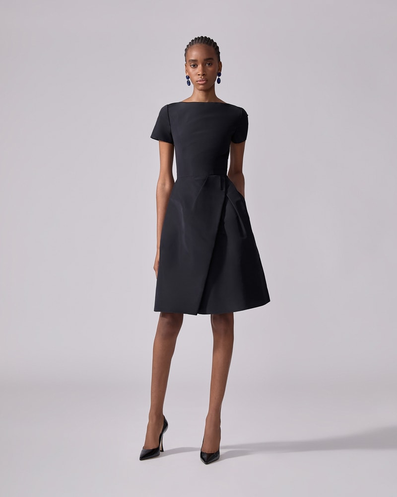 Draped Boat Neck Dress