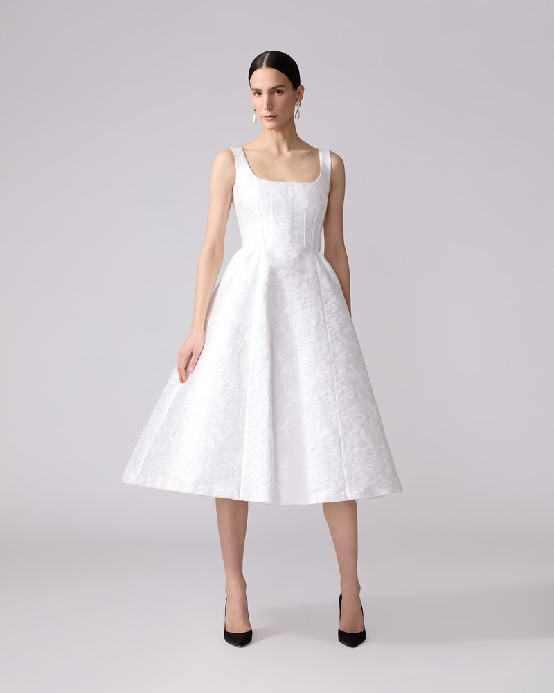 Rose Jacquard Full Midi Dress