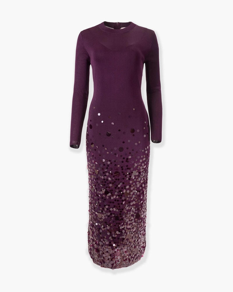 Paillette-Embroidered Knit Dress