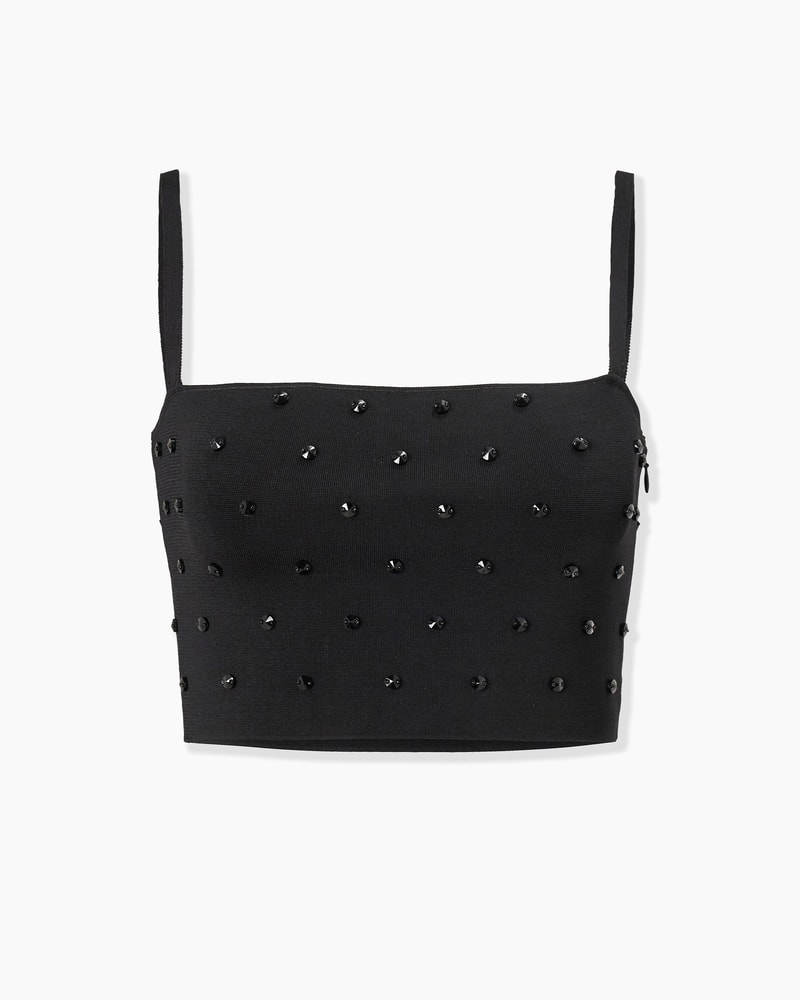 Polka Dot Beaded Cropped Top