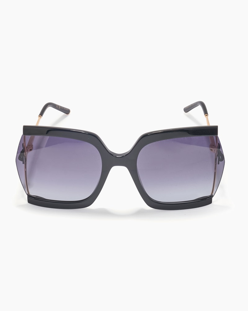 Bow-Embellished Oversized Rectangular Sunglasses
